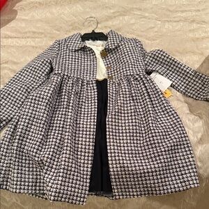 Stylish Girls Houndstooth Coat set with Dress NEW